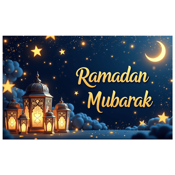 LUUFILx Ramadan Mubarak Lantern Banner Decorations Backdrop Lighted Display Islamic Festive Background Celebration Event Decor Atmosphere Spiritual