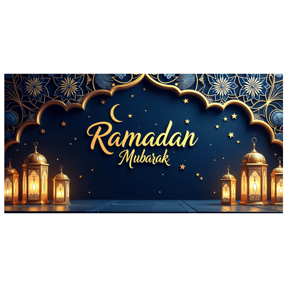 LUUFILx Ramadan Mubarak Lantern Banner Eid Decoration Hanging Crescent Moon Stars Clouds Islamic Festival Indoor Outdoor Celebrations Party Backdrop