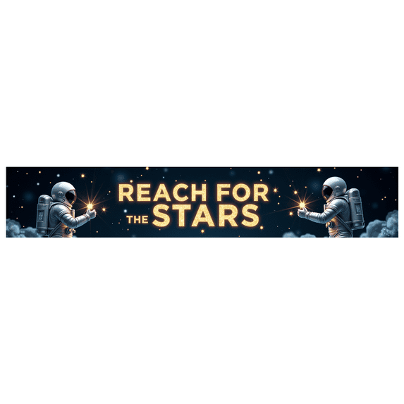 LUUFILx Reach For the Stars Space Theme Banner Inspirational Backdrop Astronaut Decorations for Classroom Events Photography Props Party Supplies Background