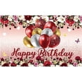 thumbnail image 1 of LUUFILx Red Gold Floral Happy Birthday Party Backdrop Girls Women's Birthday Photography Background with Flowers Butterflies Birthday Decoration Sign Banner, 1 of 1