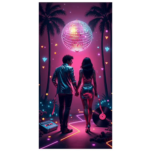 LUUFILx Retro Disco Dance Party Banner Vinyl Background Backdrop Neon Lights Themed Photography Props Event Supplies Party Decorations 80s Nightclub Ambiance