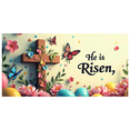 thumbnail image 1 of LUUFILx He Is Risen Banner Spring Floral Easter Eggs Backdrop Photography Religious Celebration Church Event Decoration Floral Background Party Supplies, 1 of 8