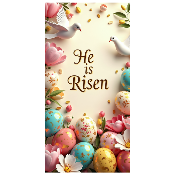 LUUFILx He Is Risen Banner Spring Floral Easter Eggs Backdrop Photography Religious Celebration Church Event Decoration Floral Background Party Supplies
