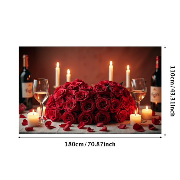 LUUFILx Romantic Rose Candlelight Champagne Valentine Backdrop Background Wedding Party Photography Props Anniversary Banner Decors Dinner Date Night