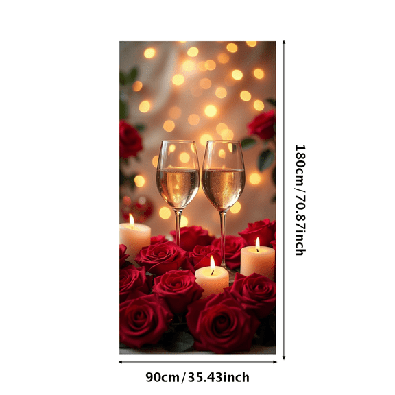 LUUFILx Romantic Rose Candlelight Champagne Valentine Backdrop Background Wedding Party Photography Props Anniversary Banner Decors Dinner Date Night
