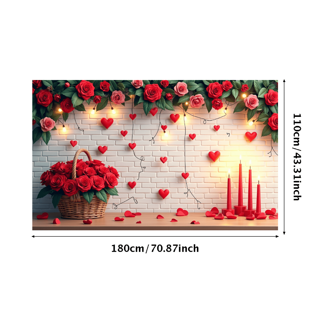 LUUFILx Romantic Rose Heart Wall Backdrop Banner for Valentine's Day ...