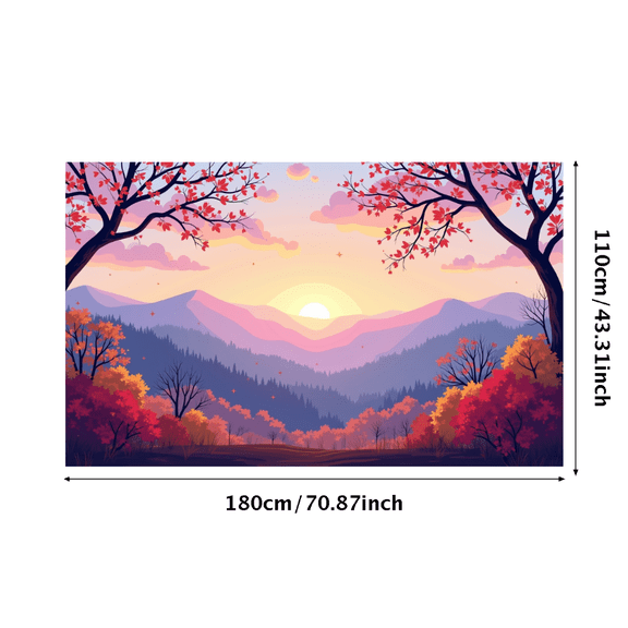 LUUFILx Scenic Landscape Sunrise Backdrop Autumn Leaves Photography Props Mountains Fall Decor Banner Nature Background Photo Studio Party Supplies