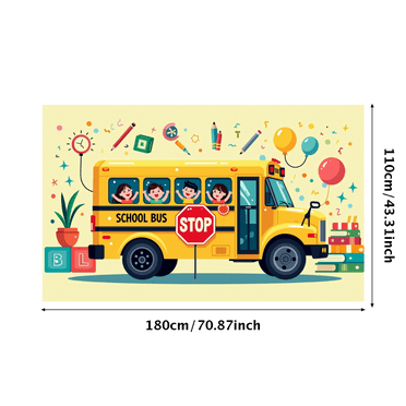 LUUFILx School Bus Banner Backdrop for Kids Party Decorations Classroom Background Photography Props Birthday Decors Event Supplies Playroom