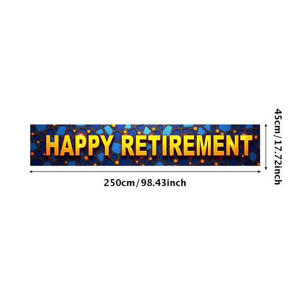 LUUFILx Shiny Orange Happy Retirement Banner on Blue Satin Backdrop with Butterfly
