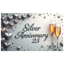 LUUFILx Silver Anniversary 25th Banner Backdrop Party Decoration Heart Design Champagne Celebration Sparkle Event Decor Background Photography Props