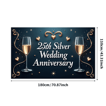 LUUFILx Silver Wedding Anniversary Banner 25th Anniversary Backdrop with Heart Decorations for Party Supplies and Photography Props Background Decors