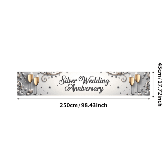 LUUFILx Silver Wedding Anniversary Banner Party Supplies Decors Silver Celebration Photo Booth Props Backdrop Decorations Elegant Anniversary Background Balloon