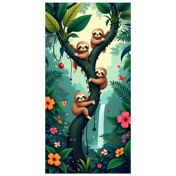 LUUFILx Sloth Jungle Backdrop Kids Party Decor Banner Photo Booth Background Tropical Celebration Decoration Indoor Outdoor Event Supplies