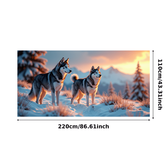 LUUFILx Snowy Forest Husky Backdrop Banner Winter Party Decorations Photography Props Background