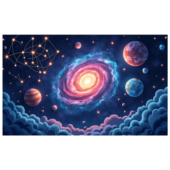 LUUFILx Space Galaxy Astronaut Backdrop Banner for Outer Space Party Decorations and Sci Fi Theme Background Photography Props Kids Birthday Celebration