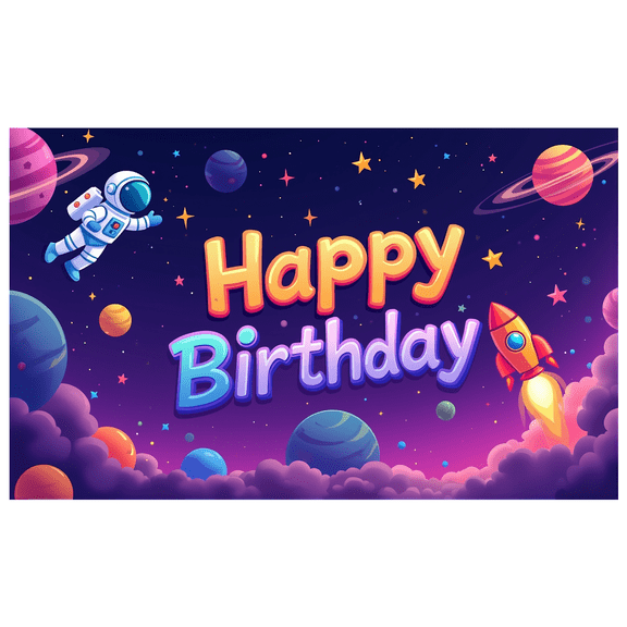 LUUFILx Space Theme Birthday Backdrop Banner for Kids Party Decoration Cosmos Celebration Astronaut Rocket Planetary Design Background Ideal for Birthdays Events