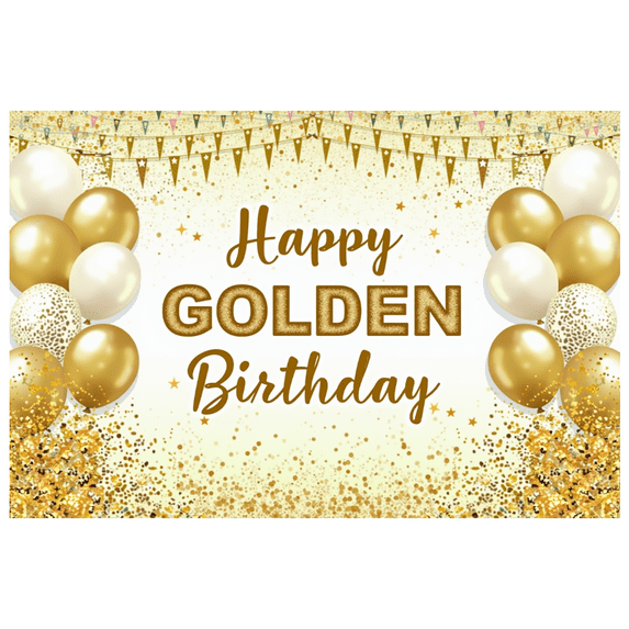LUUFILx Sparkling Golden Happy Golden Birthday Banner Background Party Supplies