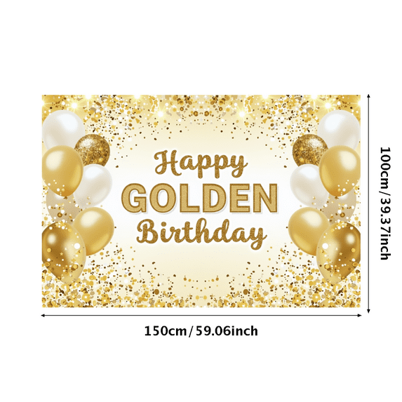 LUUFILx Sparkling Golden Happy Golden Birthday Banner Background Party Supplies