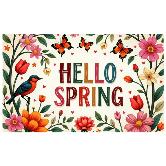 LUUFILx Spring Themed Banner Bright Floral Design Colorful Butterfly Backdrop Perfect for Garden Party Wedding Decorations Photography Backdrop Spring Festival Vibrant Banner