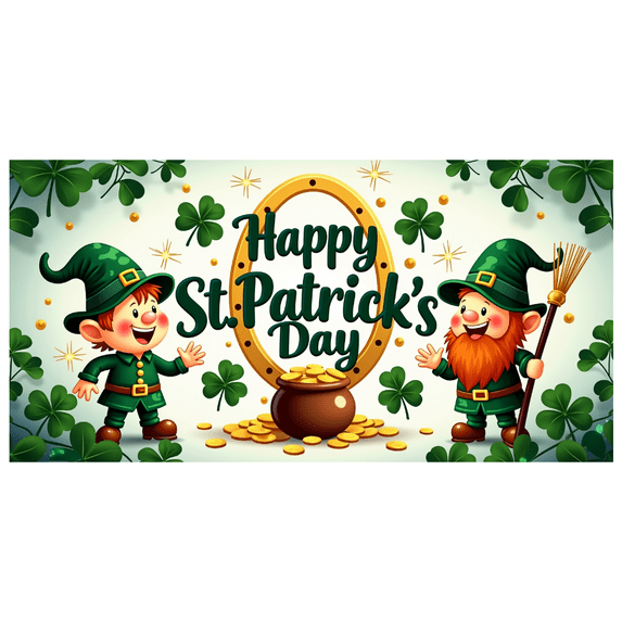 LUUFILx St Patricks Day Backdrop Banner Leprechaun Party Decor Lucky Charm Rainbow Background Holiday Decorations Balloons Props Celebration Gold Coins