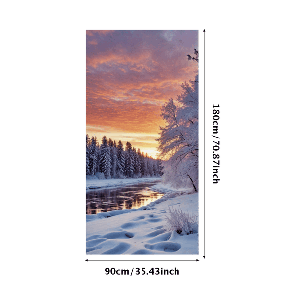 LUUFILx Stunning Winter Sunset Scenery Backdrop Banner Snowy Forest River Party Decorations Photography Props Background Decor