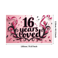 thumbnail image 1 of LUUFILx Sweet 16 Birthday Backdrop Decorations Banner Photography Props Party Supplies Loved Celebration Background Decors 16th Celebration Balloon Bouquet, 1 of 8