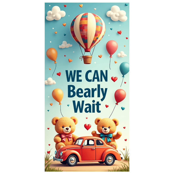 LUUFILx Teddy Bear We Can Bearly Wait Banner with Balloons Roses Baby Shower Backdrop Background Photography Props Party Supplies Decorations