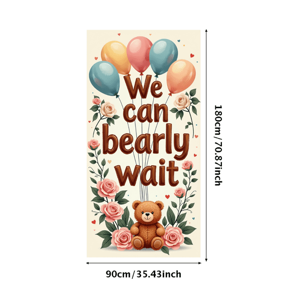 LUUFILx Teddy Bear We Can Bearly Wait Banner with Balloons Roses Baby Shower Backdrop Background Photography Props Party Supplies Decorations