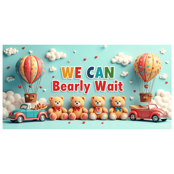 LUUFILx Teddy Bear We Can Bearly Wait Banner with Balloons Roses Baby Shower Backdrop Background Photography Props Party Supplies Decorations