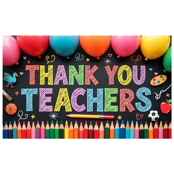 LUUFILx Thank You Teachers Banner Backdrop for Teacher Appreciation Decoration Classroom Party Supplies Colorful Chalkboard Background School Event Decor
