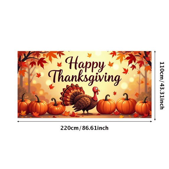 LUUFILx Thanksgiving Backdrop Banner with Pumpkins Turkeys Autumn Leaves and Sunflowers for Harvest Festival Family Gathering Party Supplies Photography Props