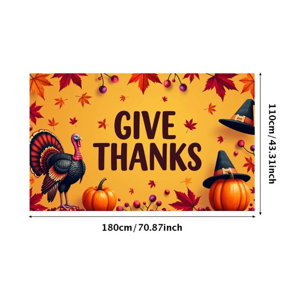 LUUFILx Thanksgiving Give Thanks Backdrop Banner Autumn Party Decor Fall Celebration Decoration Pumpkin Leaves Table Background Event Supplies
