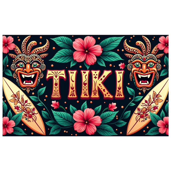 LUUFILx Tiki Hawaiian Luau Backdrop Banner Beach Party Decoration Tropical Summer Event Background Photography Props Vibrant Decor Floral Surf Theme