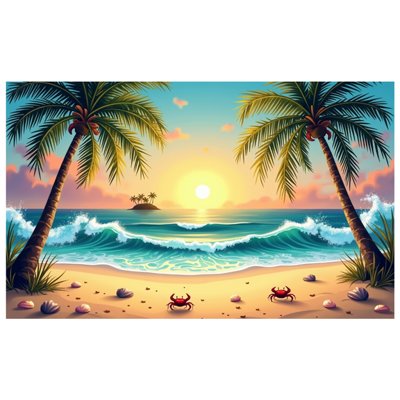 LUUFILx Tropical Sunset Beach Backdrop Hammock Scenery with Palm Trees for Party Decorations Photography Props Video Background Banner Ocean View