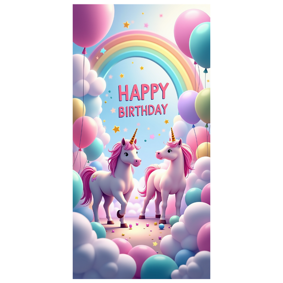 LUUFILx Unicorn Birthday Party Backdrop Pastel Rainbow Balloons Decoration Magical Kids Photography Props Banners Baby Shower Background Celebrations