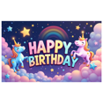 thumbnail image 1 of LUUFILx Unicorn Happy Birthday Party Backdrop Colorful Banner Decorations Photography Props Kids Celebration Background Rainbow Stars Cloud Decorations, 1 of 7
