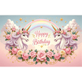 thumbnail image 1 of LUUFILx Unicorn Pink Flower Background Cloth Happy Birthday Party Baby Shower Anniversary Decoration Arrangement Photography Props, 1 of 1