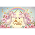 thumbnail image 1 of LUUFILx Unicorn Pink Flower Background Cloth Happy Birthday Party Baby Shower Anniversary Decoration Arrangement Photography Props, 1 of 1