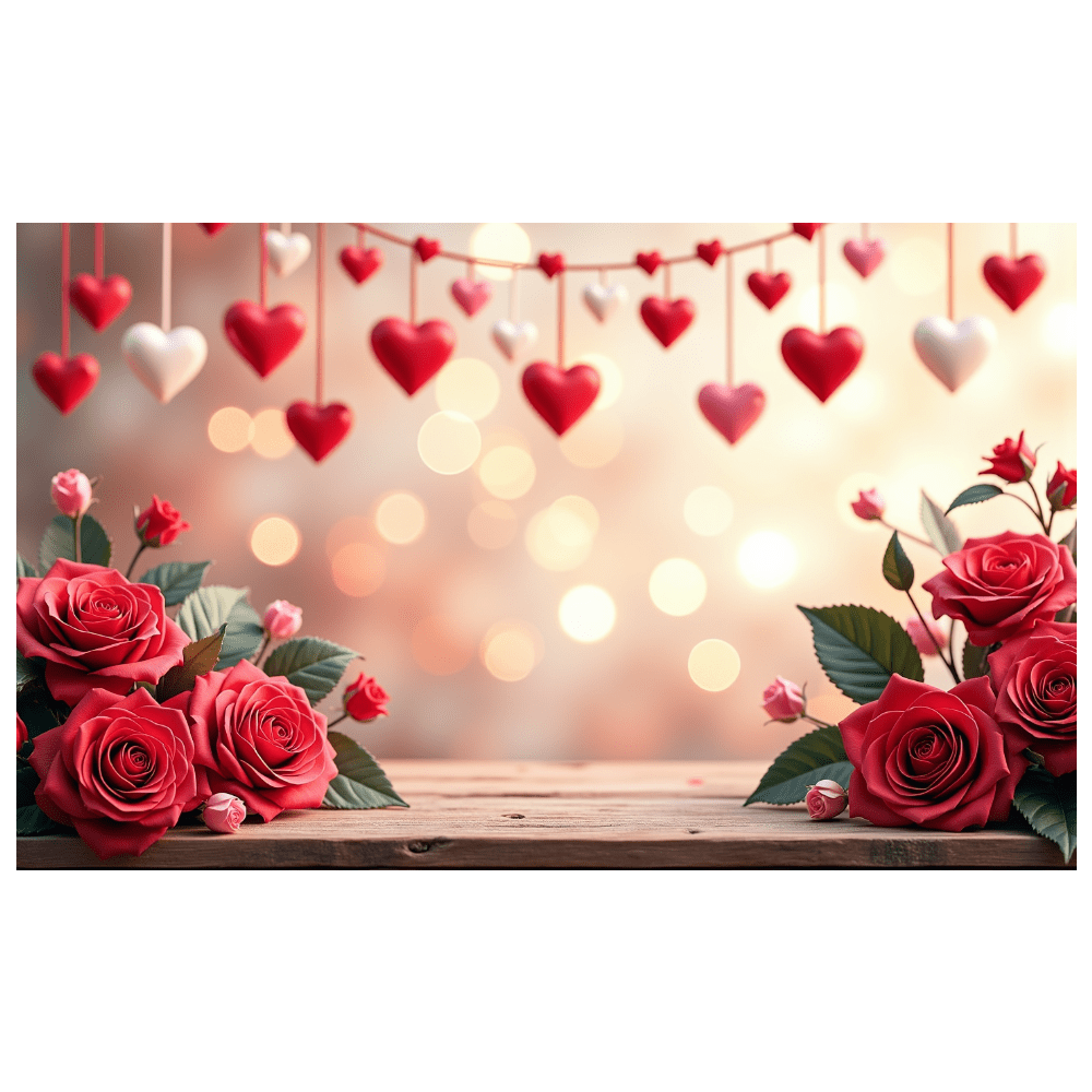 LUUFILx Valentine Rose Heart Backdrop Banner Romantic Hanging Photo ...