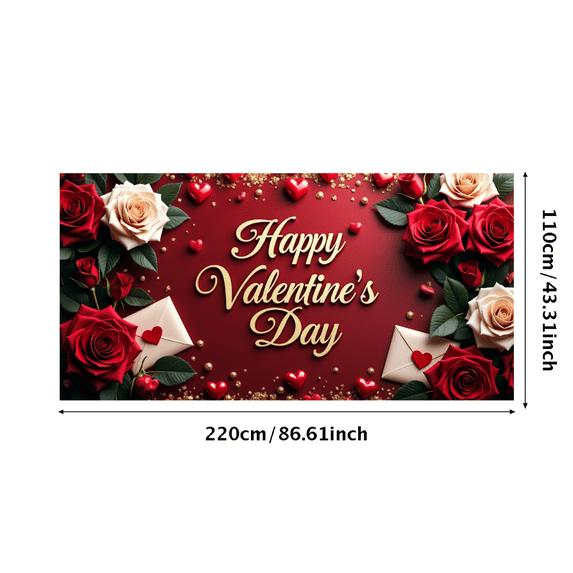 LUUFILx Valentine's Day Backdrop Banner Love Party Decor Romantic Decorations Heart Background Photography Props Red Display Celebration