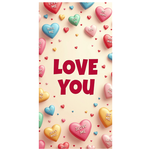 LUUFILx Valentine's Day Backdrop Banner Love You Romantic Candy Hearts Decorations Photography Props Background Party Supplies