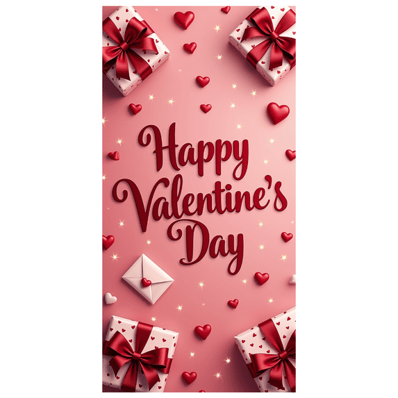 LUUFILx Valentine's Day Backdrop Banner with Red Roses and Hearts Party Decorations Photography Props Romantic Event Decors Holiday Celebrations Background
