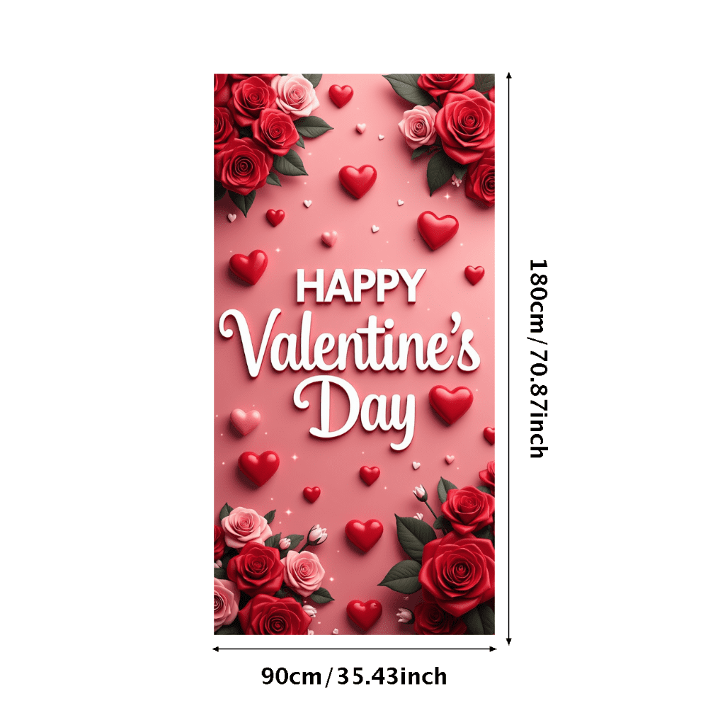 LUUFILx Valentine's Day Backdrop Banner with Red Roses and Hearts Party ...
