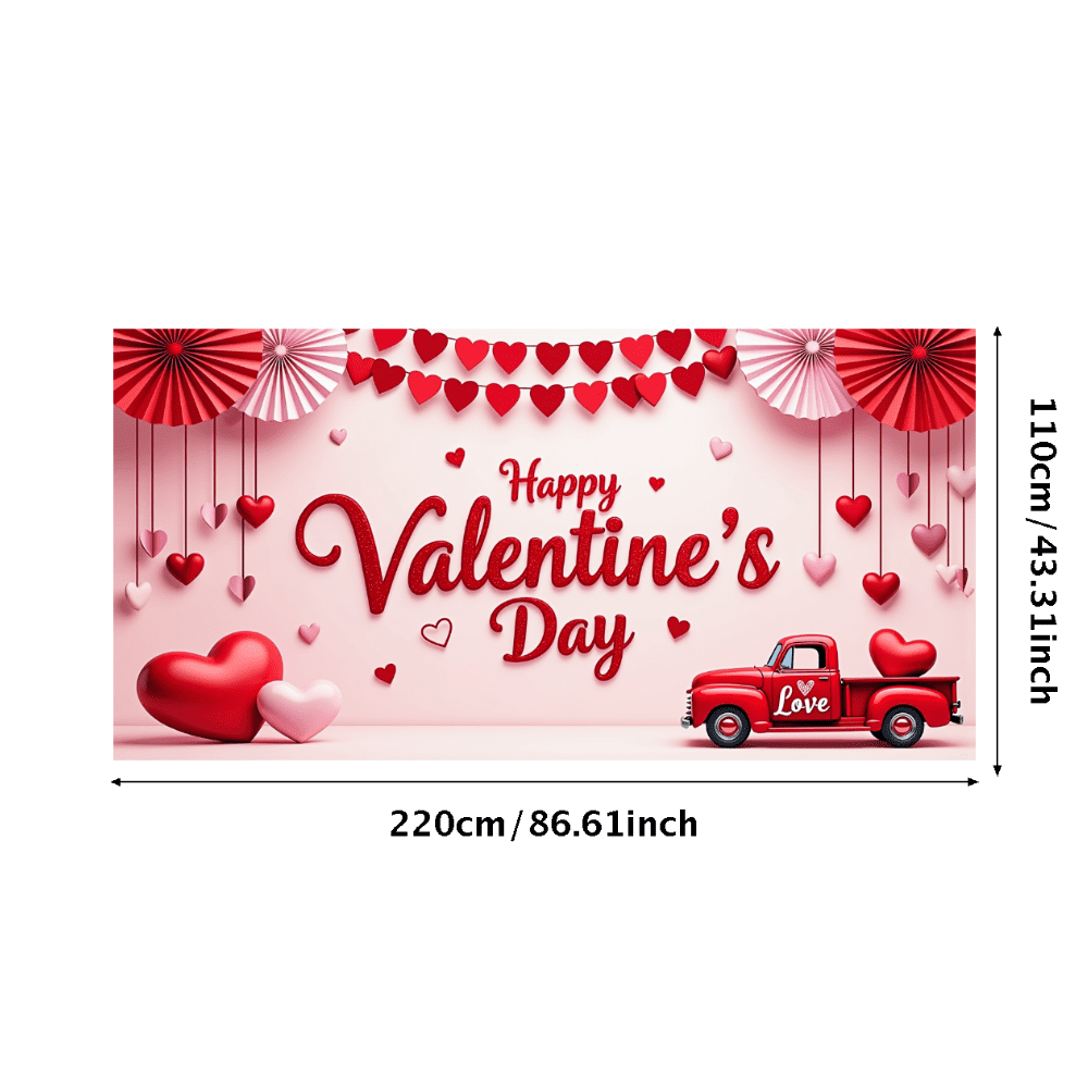 LUUFILx Valentine's Day Backdrop Banner with Red Roses and Hearts Party ...