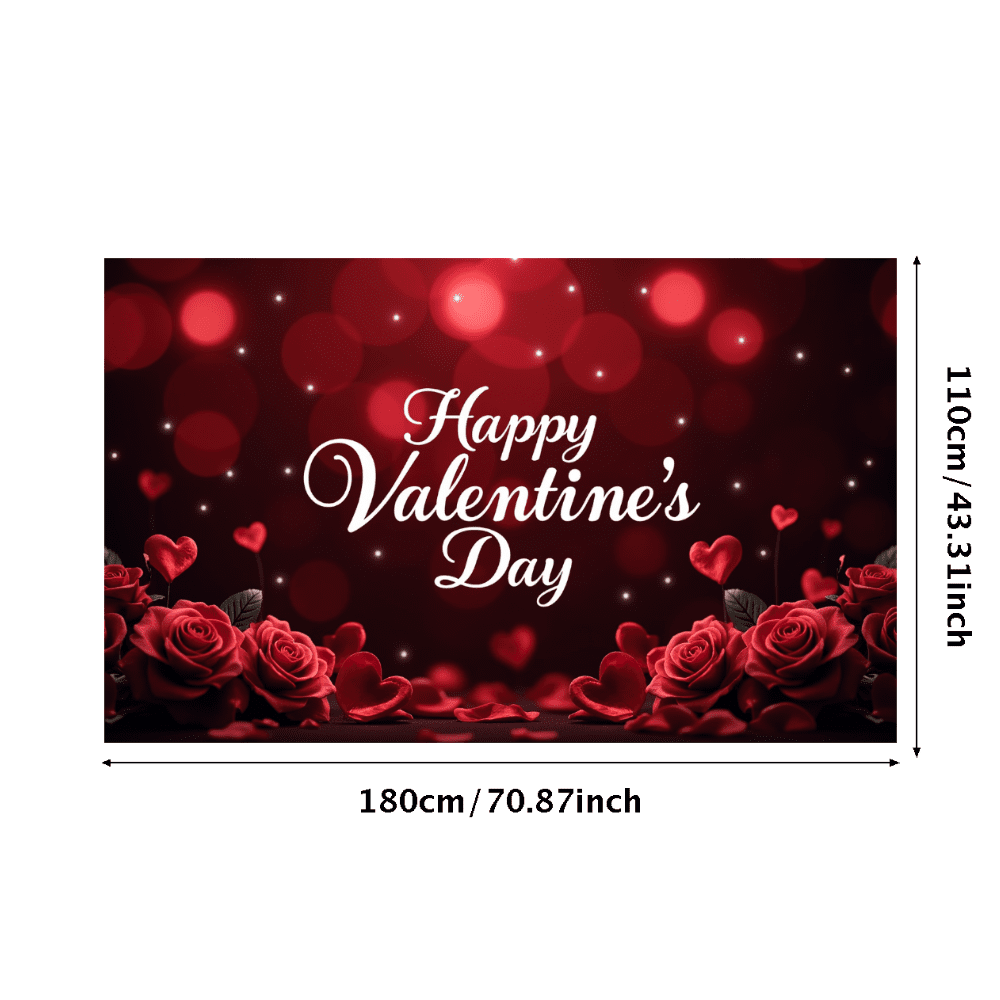 LUUFILx Valentine's Day Backdrop Banner with Red Roses and Hearts Party ...