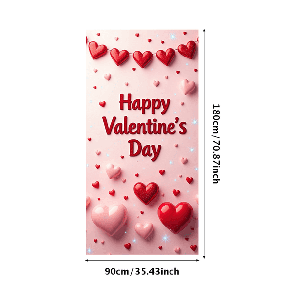 LUUFILx Valentine's Day Backdrop Banner with Red Roses and Hearts Party Decorations Photography Props Romantic Event Decors Holiday Celebrations Background