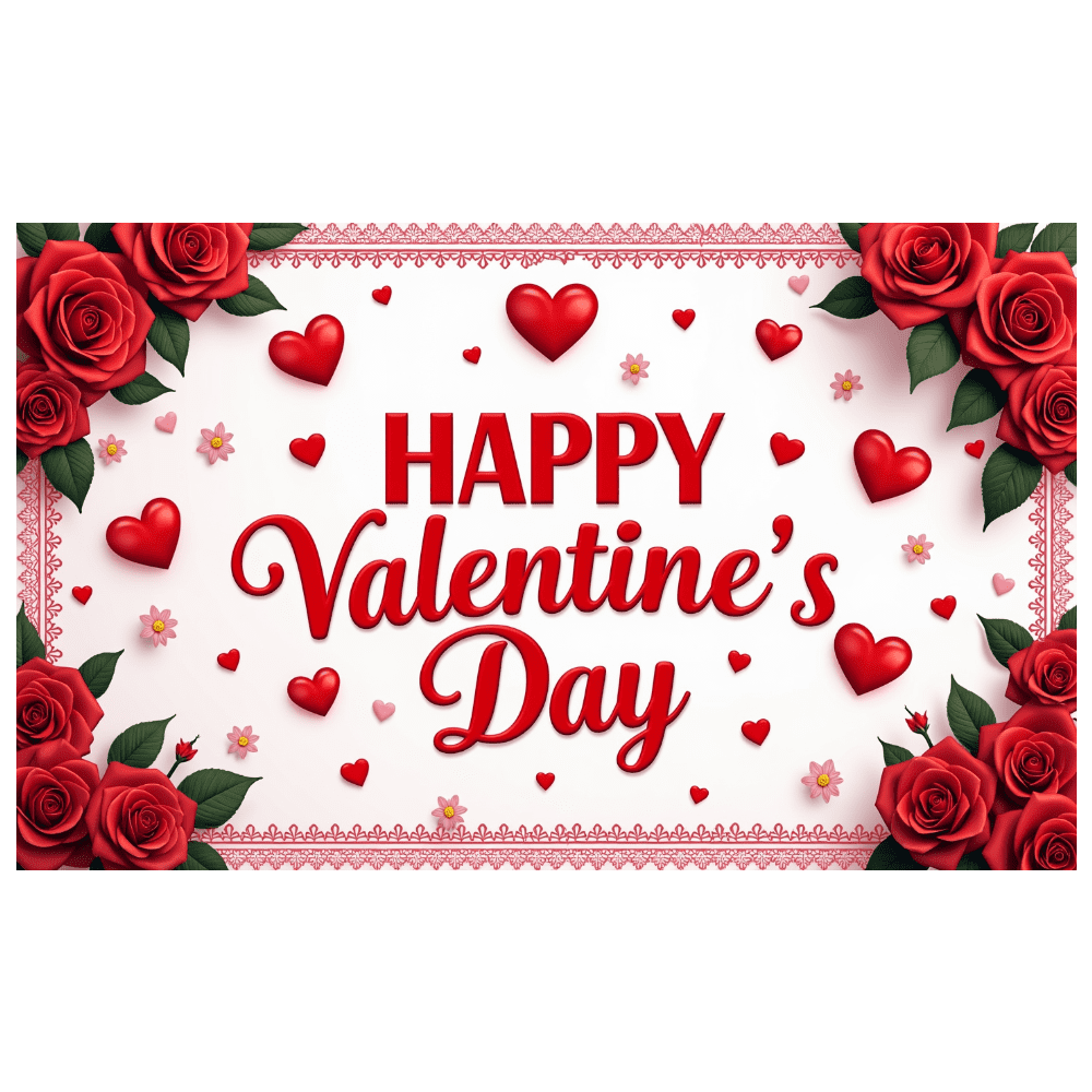 LUUFILx Valentine's Day Backdrop Banner Roses and Hearts Decoration ...