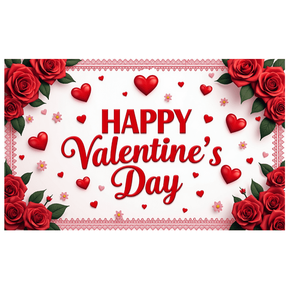 LUUFILx Valentine's Day Backdrop Banner Roses and Hearts Decoration Perfect for Party Supplies Celebration Photo Background Decoration Backdrop Valentine's Day