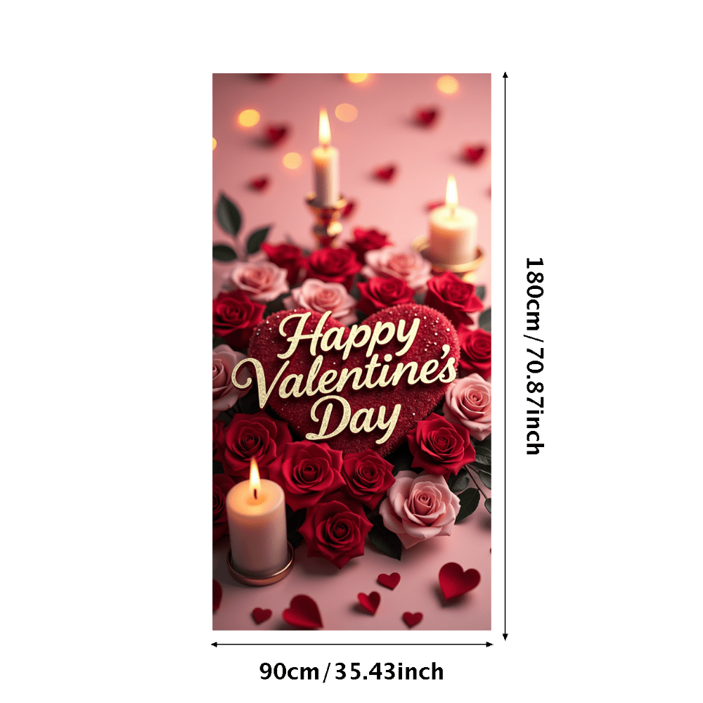 Valentine's Day Backdrop Banner - 70.8"x43.3" Photo Booth Decor, Party Supplies
