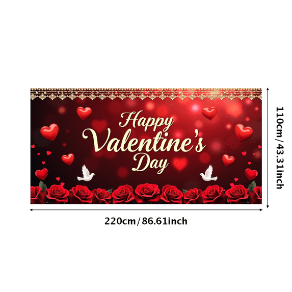 LUUFILx Valentine's Day Backdrop Banner for Party Background Decorations Romantic Celebration Photography Props Valentines Decors